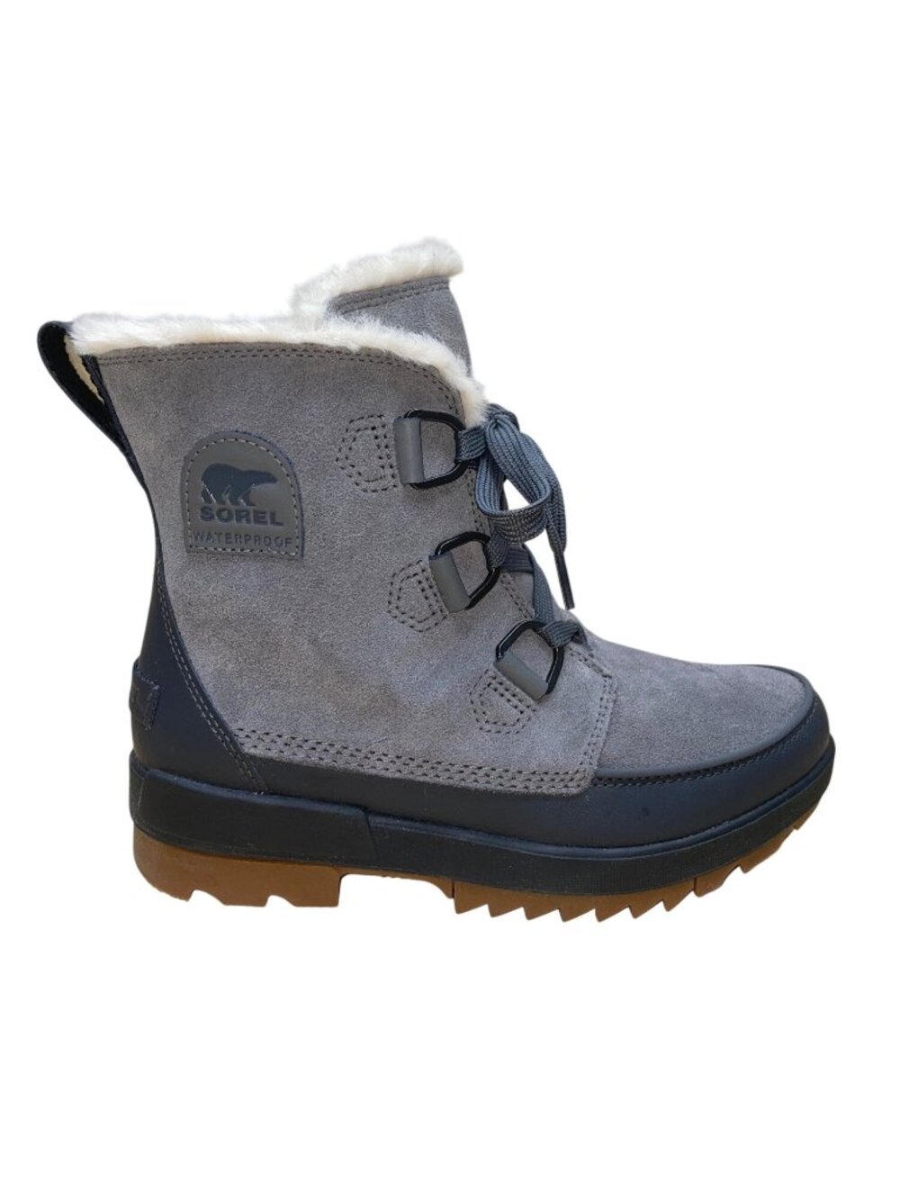 Sorel Women’s Gray Leather With Faux Fur Lining Waterproof Winter Boots Size 10